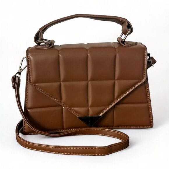 Fashion Rhombus brown‎ quilted crossbody shoulder bag - Picture 1 of 16